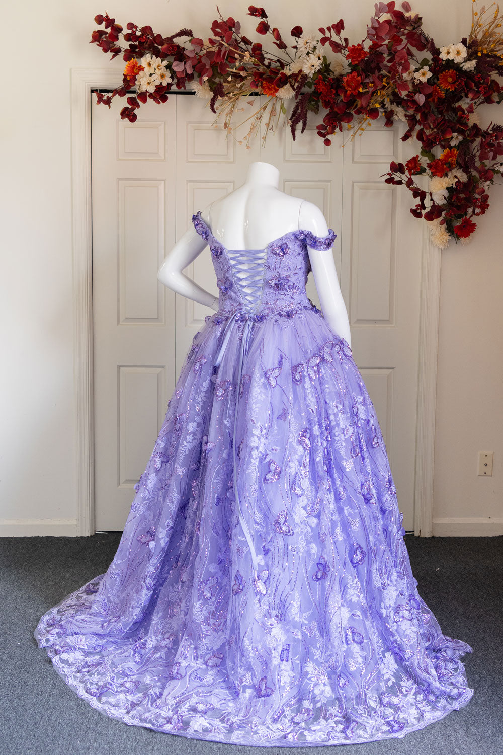 Purple Off-Shoulder Quinceanera Dress