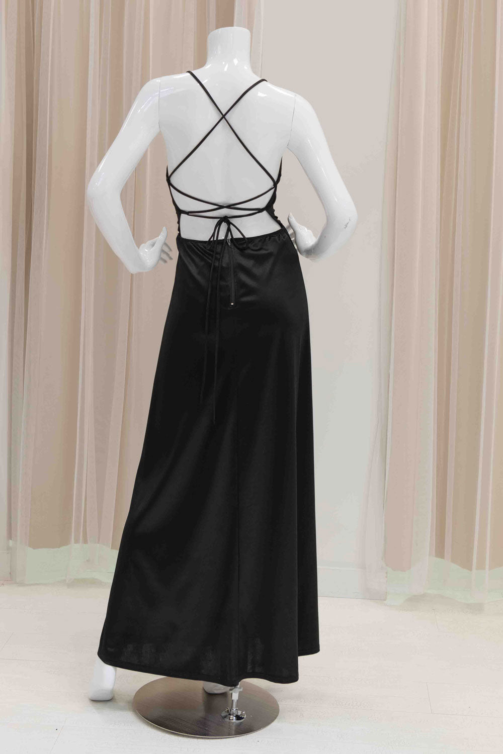Simple Black Satin Wedding Guest Dress