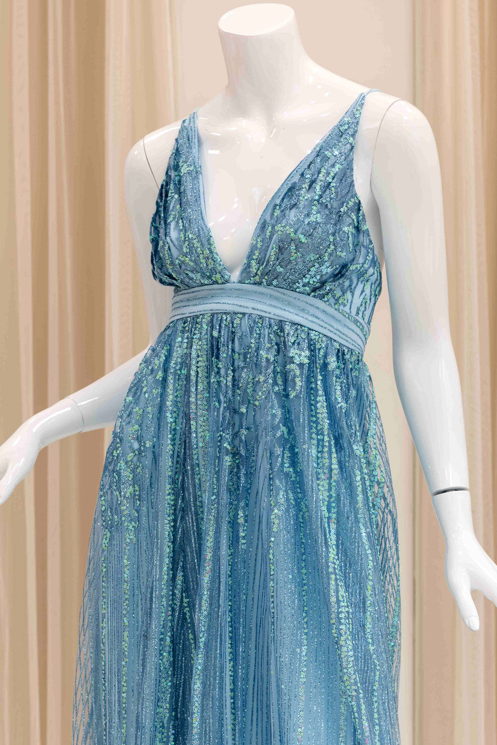 Aliah Marie Glitter Ball Gown in Light Blue