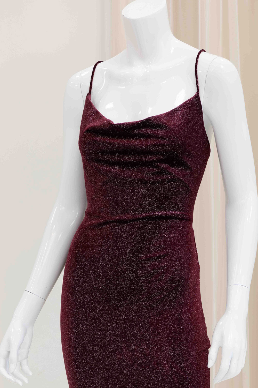 Daria Glitter Evening Gown in Burgundy