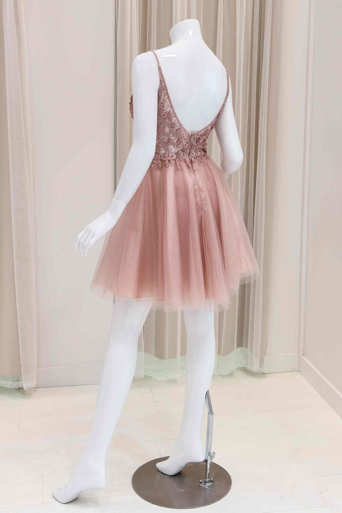 Emarie Fit and Flare Dress in Blush