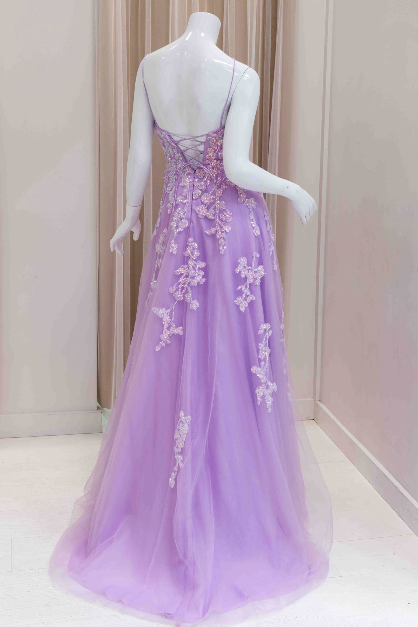 Flora Sequin Applique Ball Gown in Lilac