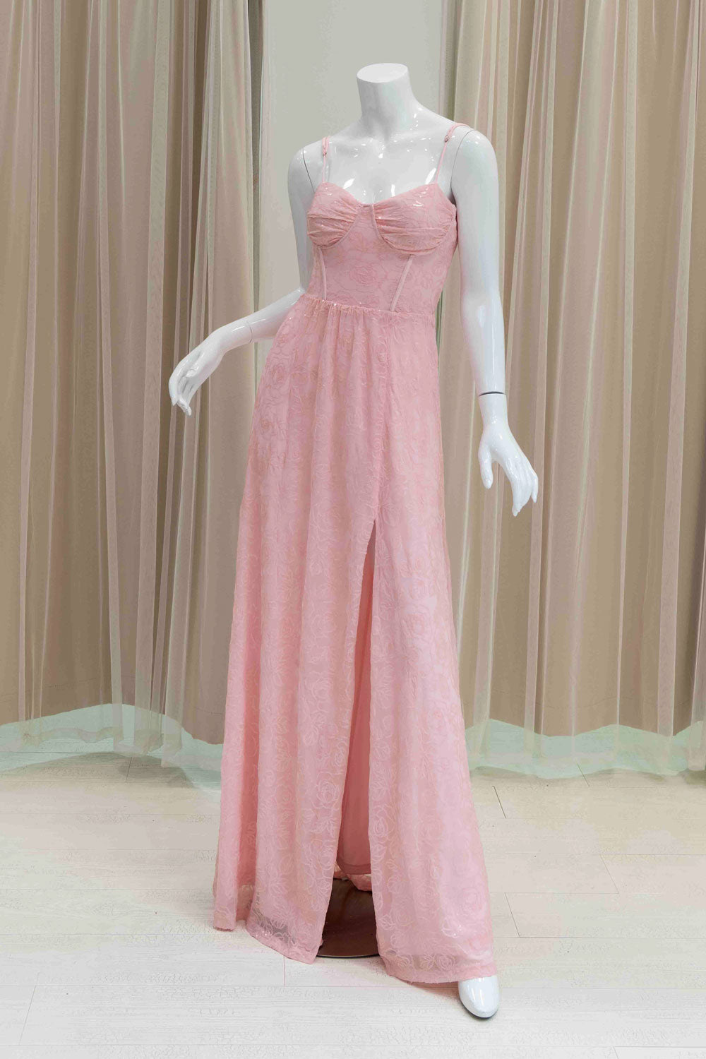 Sequin A-line Tie Back Evening Gown