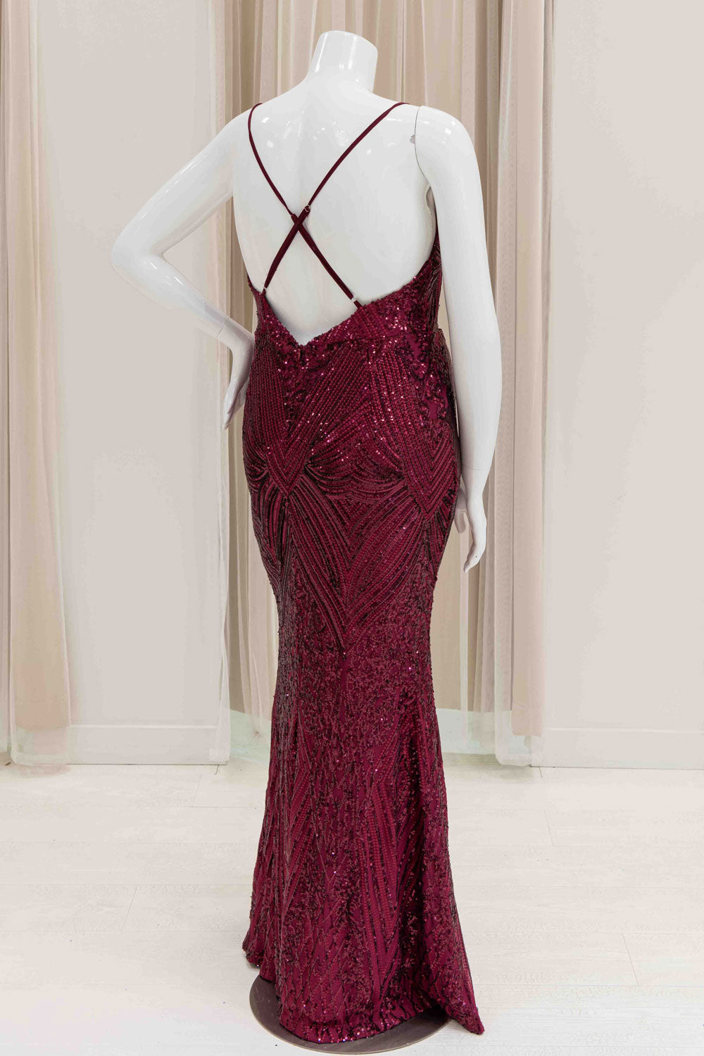 Sequin Form Fitting Stretch Evening Gown