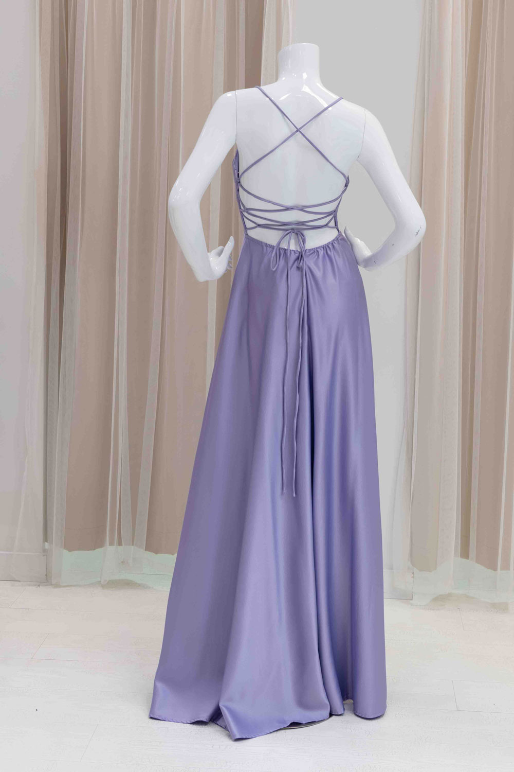 Lavender Satin A-Line Dress