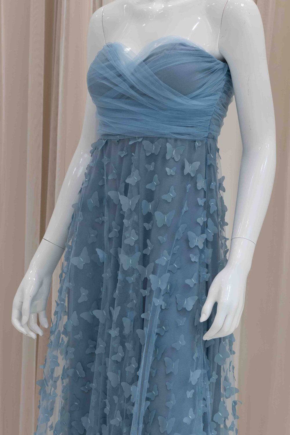Strapless Mesh Wedding Guest Dress