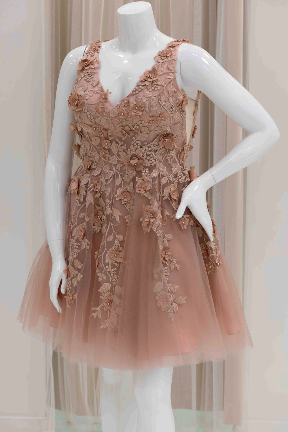 Floral Applique Short Fit and Flare Cocktail Dress