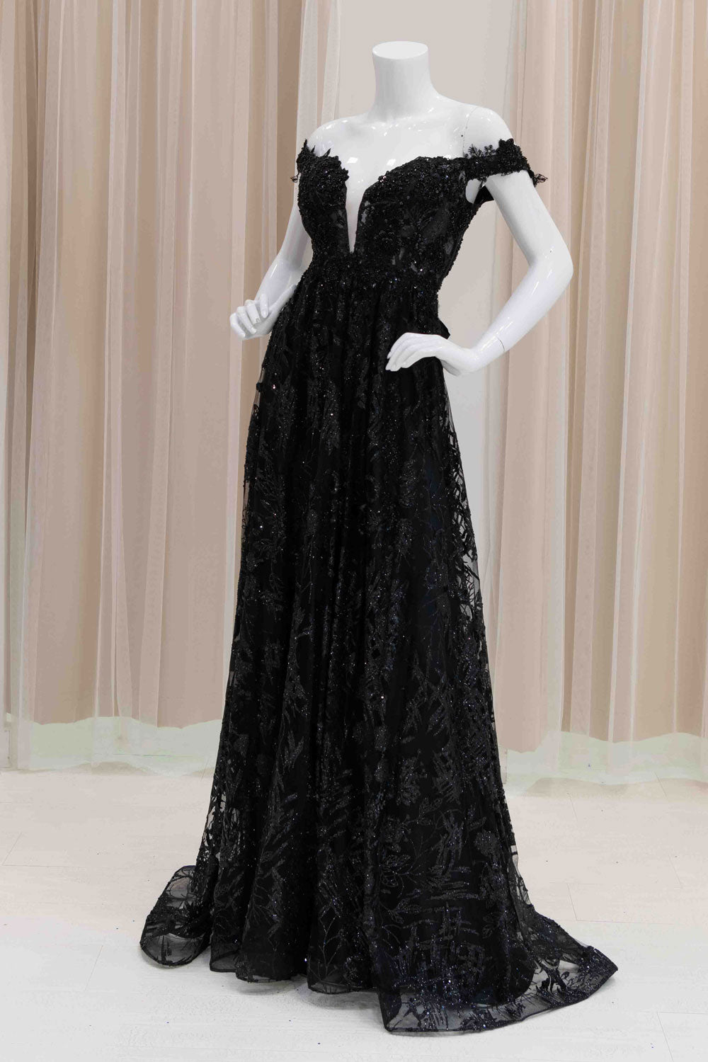 Black Glitter Prom Dress