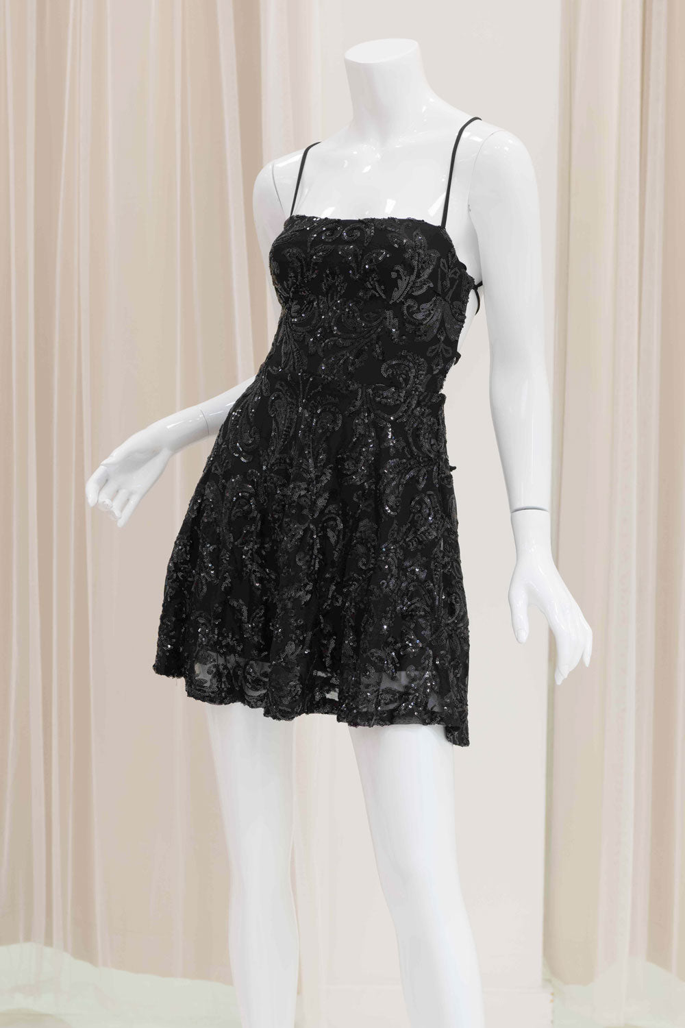 Black Sequin Fit and Flare Dress for Homecoming