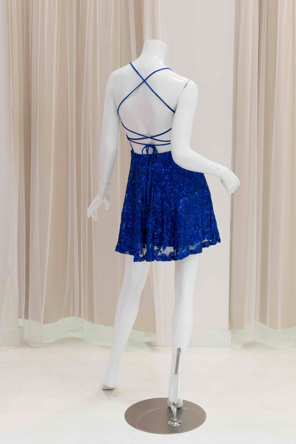 Fit and Flare Short Dress in Royal Blue