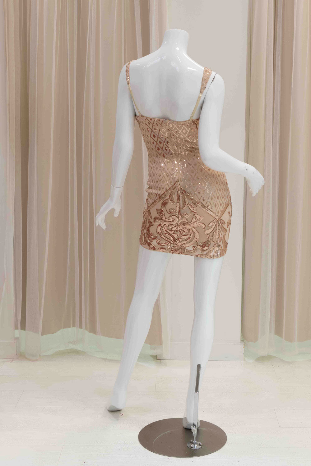 Sequin Homecoming Dress in Rose Gold