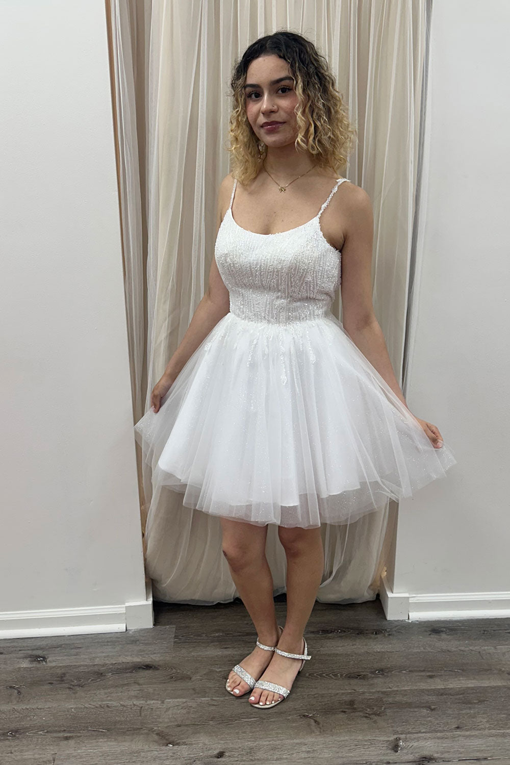 Joycelyn Fit and Flare Dress in White