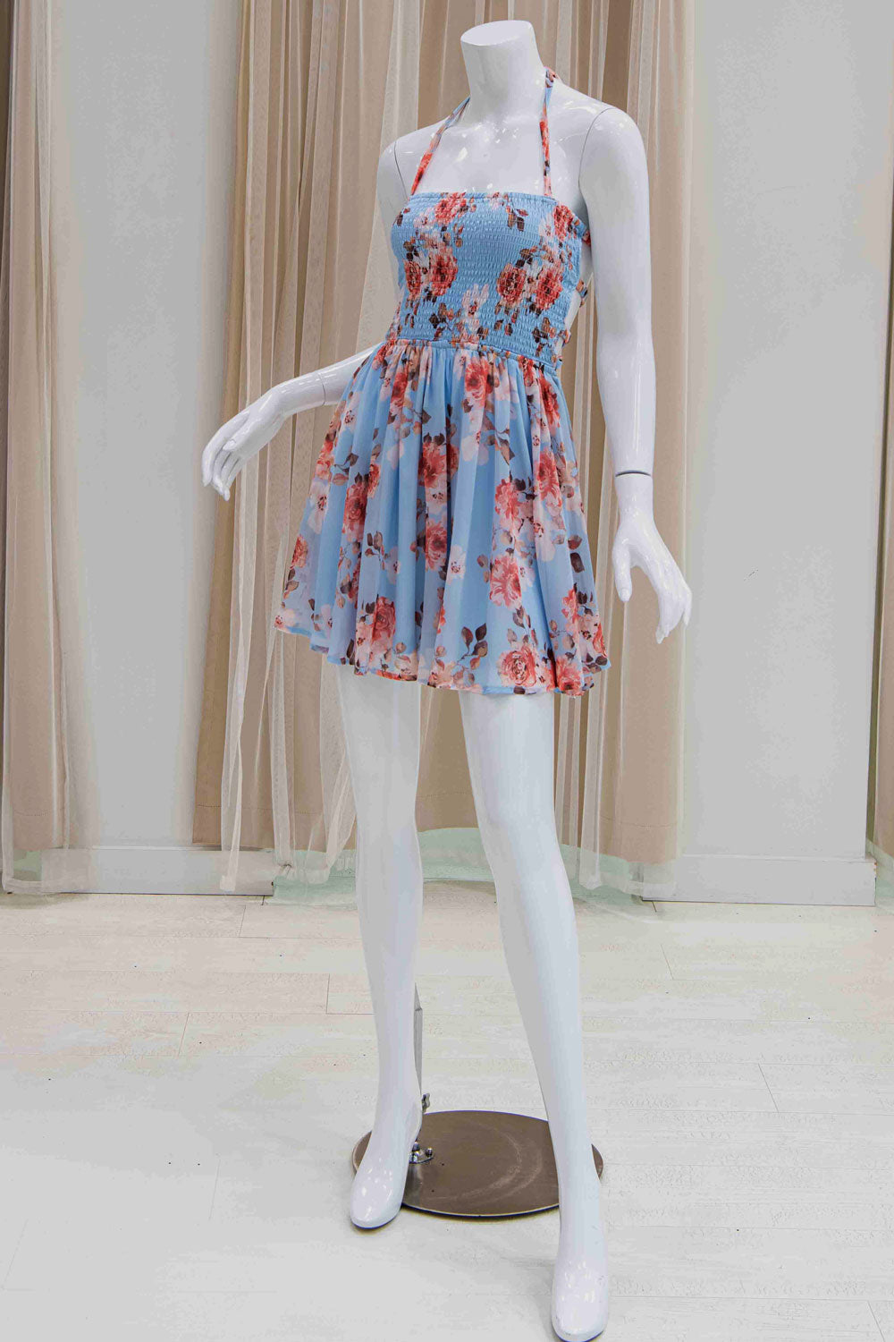 Floral Sun Dress in Baby Blue