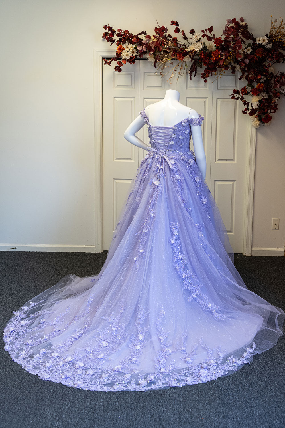 Lavender Quinceanera Gown with Train