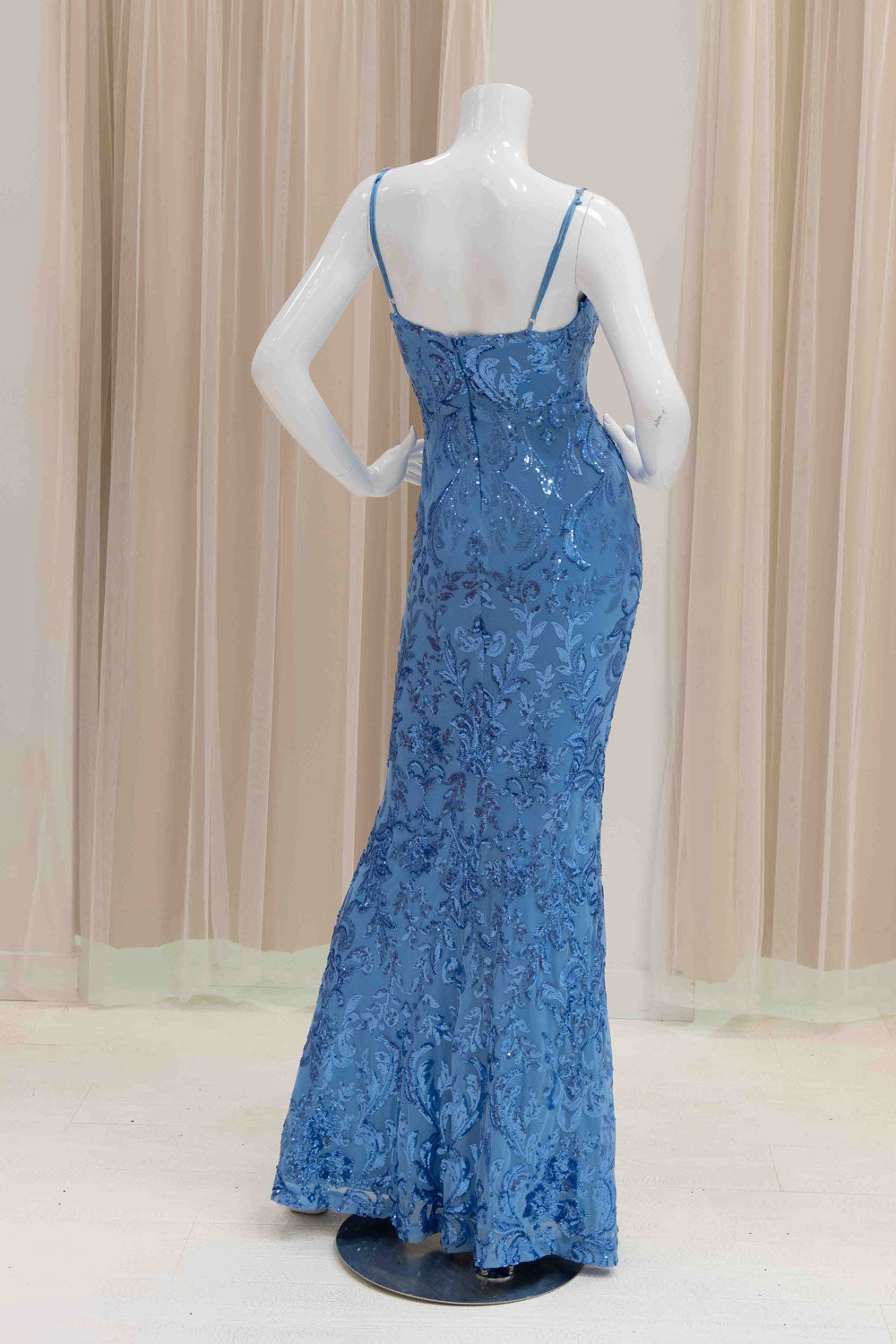 Blue Sequin Evening Gown
