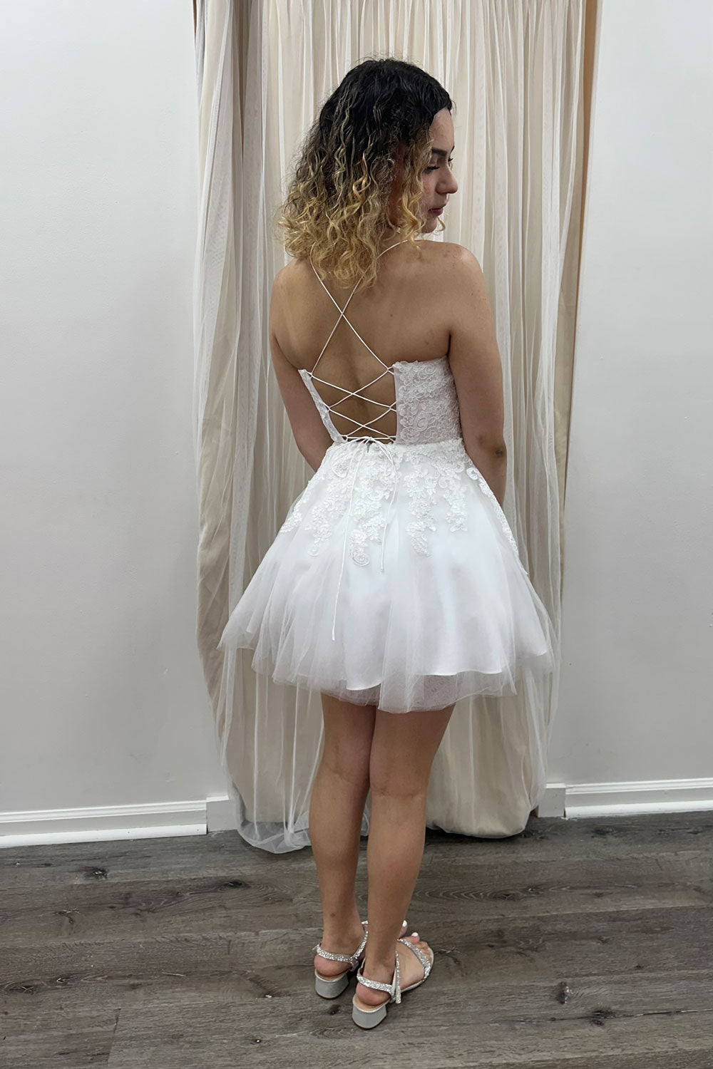 Neveah Applique Fit and Flare Dress in White