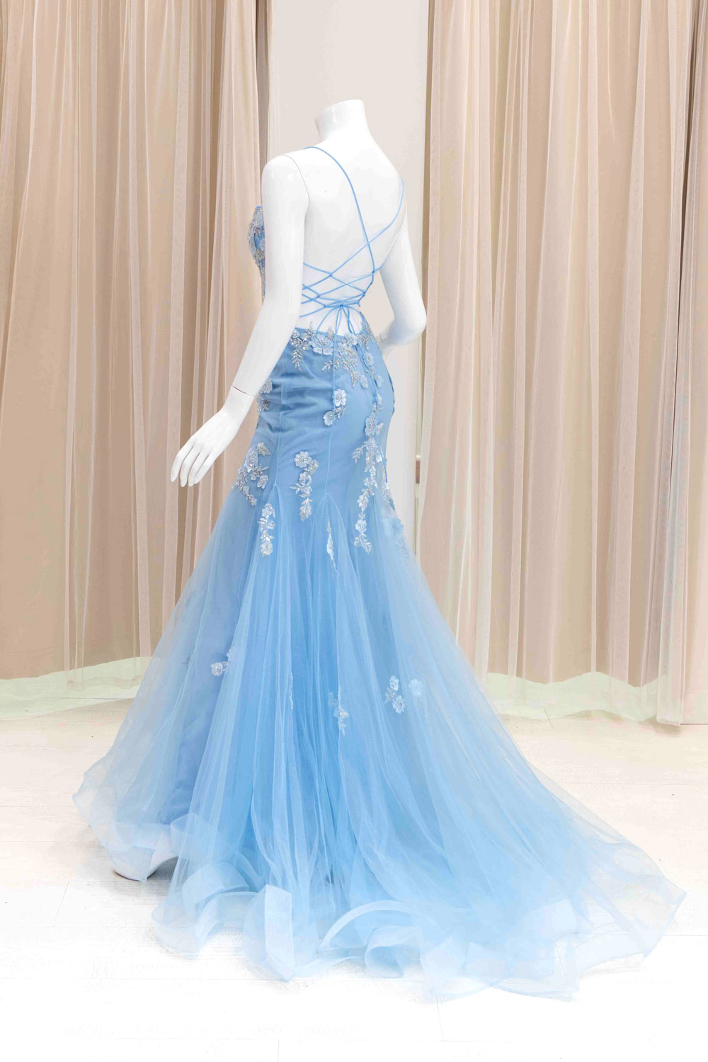 Light Blue Prom Dress with Train