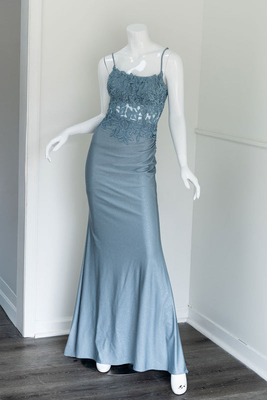 Simple Light Blue Prom Gown
