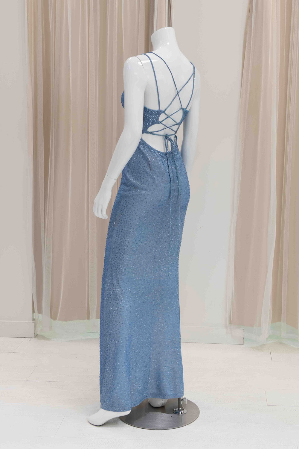 Tie Back Simple Prom Dress in Light Blue