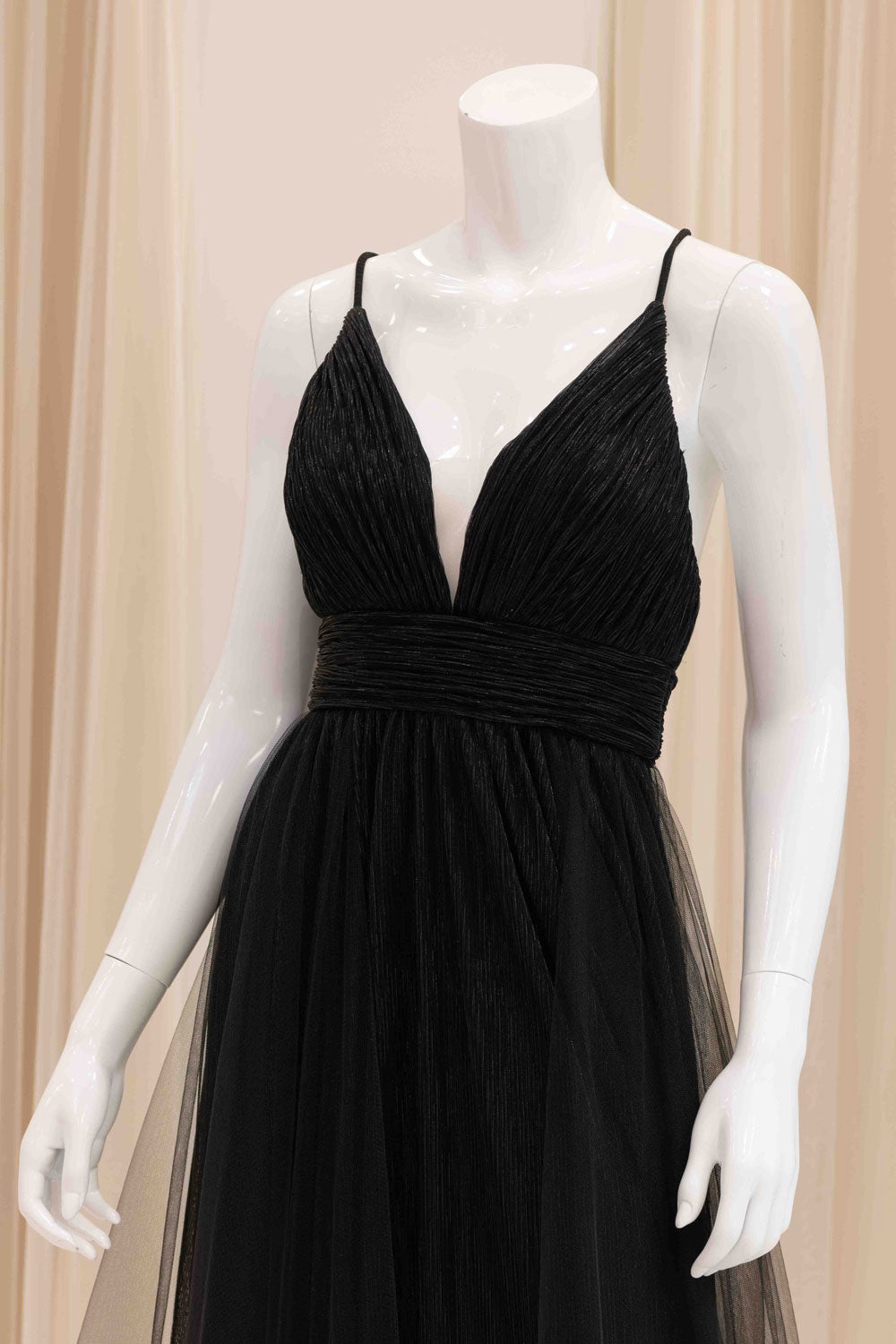 Black Mesh Evening Dress