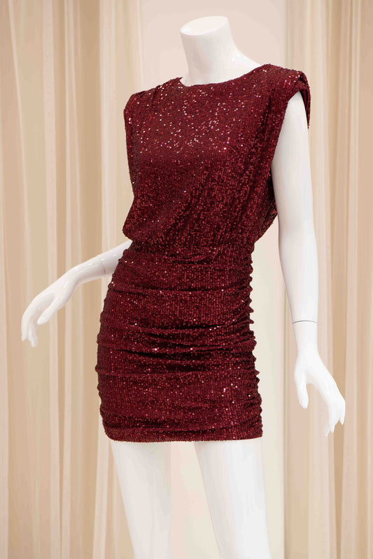 Burgundy Sequin Cocktail Dress