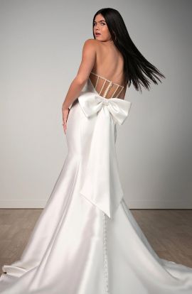 Lela Strapless Wedding Gown with Bow in White
