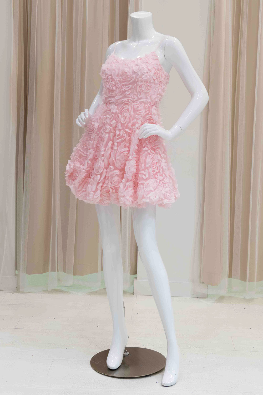 3D Flower Fit and Flare Dress in Pink