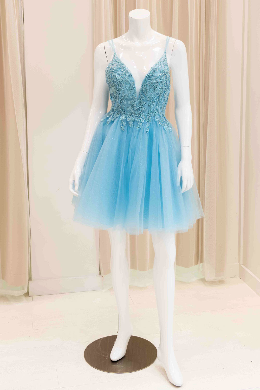 Aideen Fit and Flare Dress in Aqua Blue