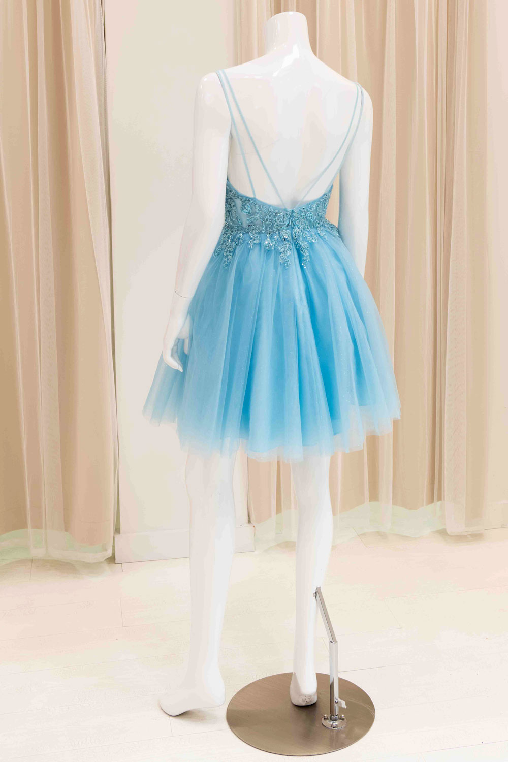 Aideen Fit and Flare Dress in Aqua Blue