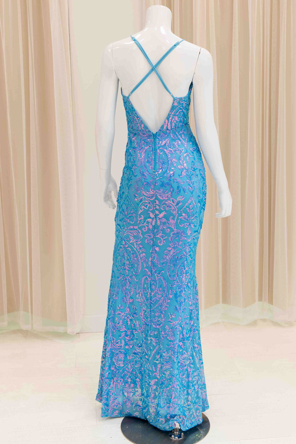 Ainsley Sequin Evening Gown in Teal