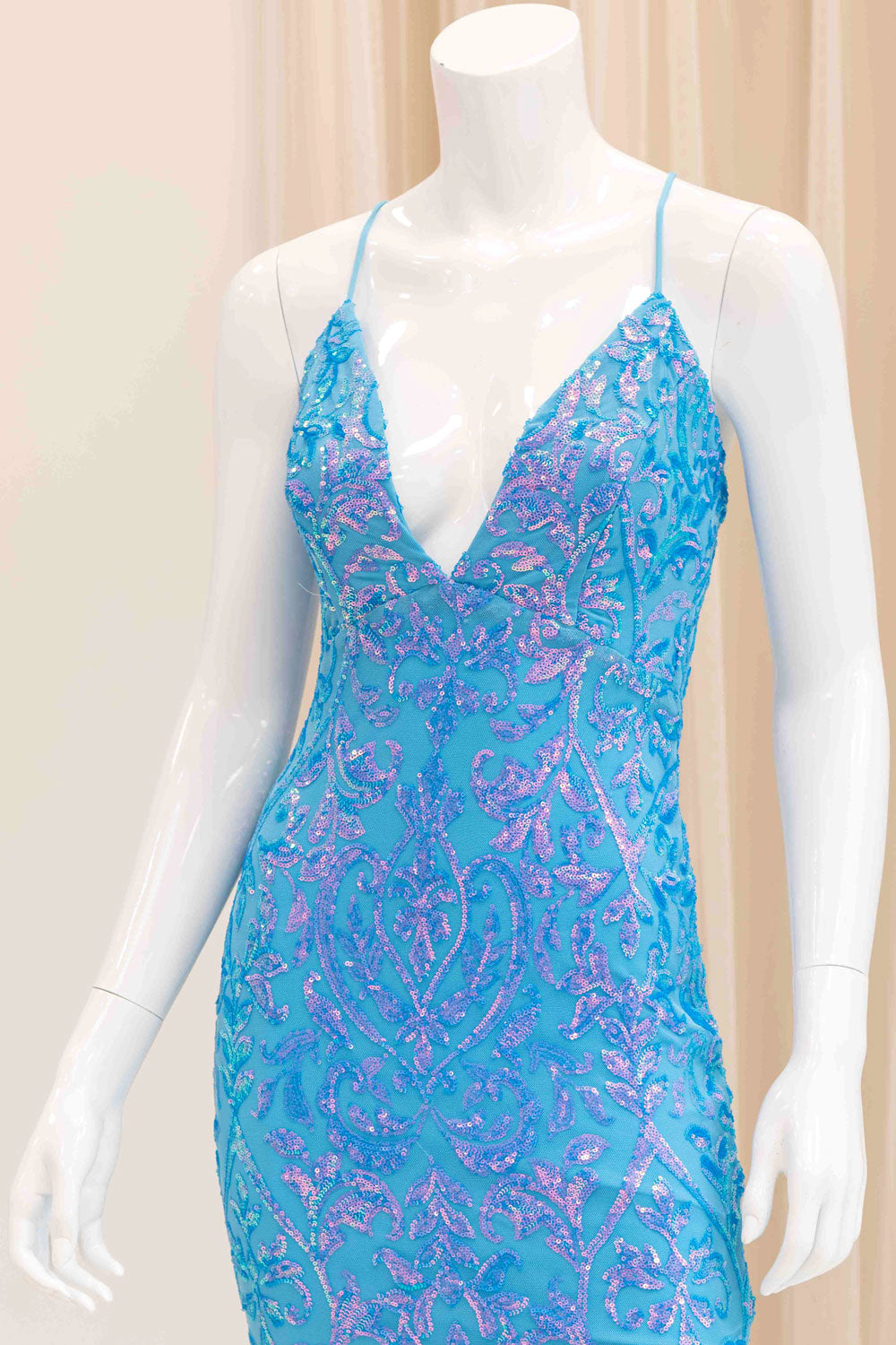 Ainsley Sequin Evening Gown in Teal