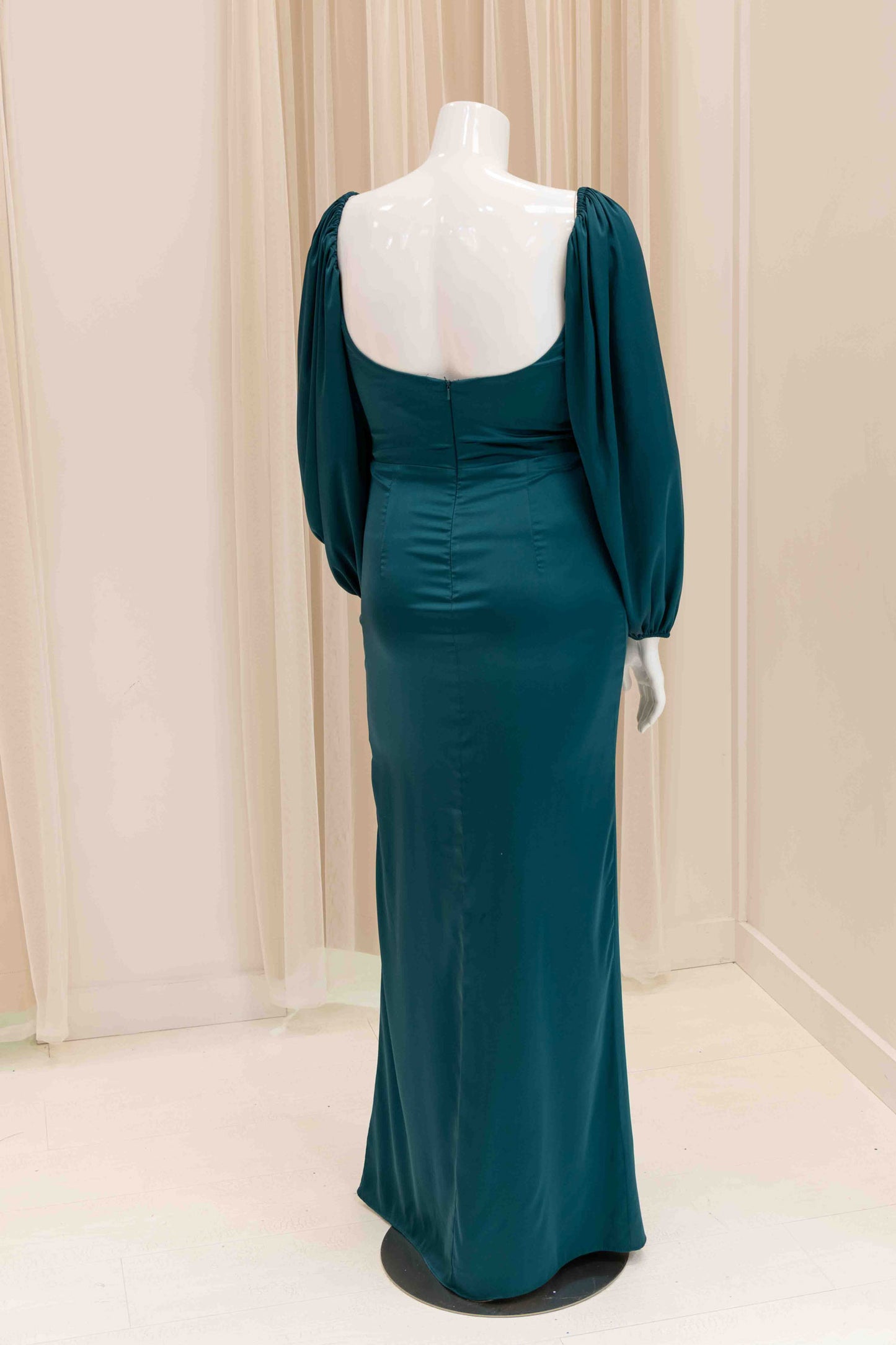 Alaia Long Sleeve Evening Gown in Teal