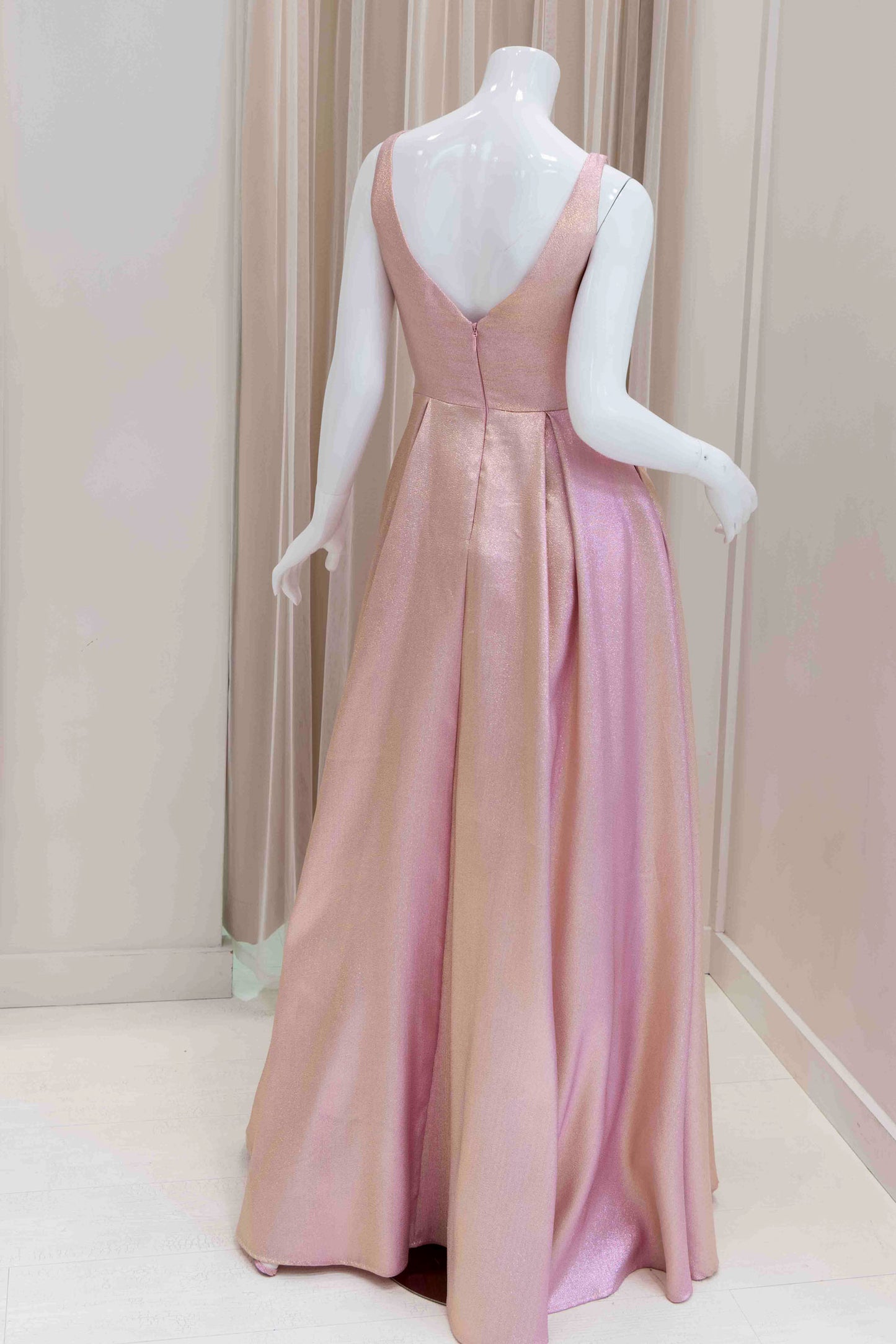 Aviana Beaded Bodice Evening Gown in Blush