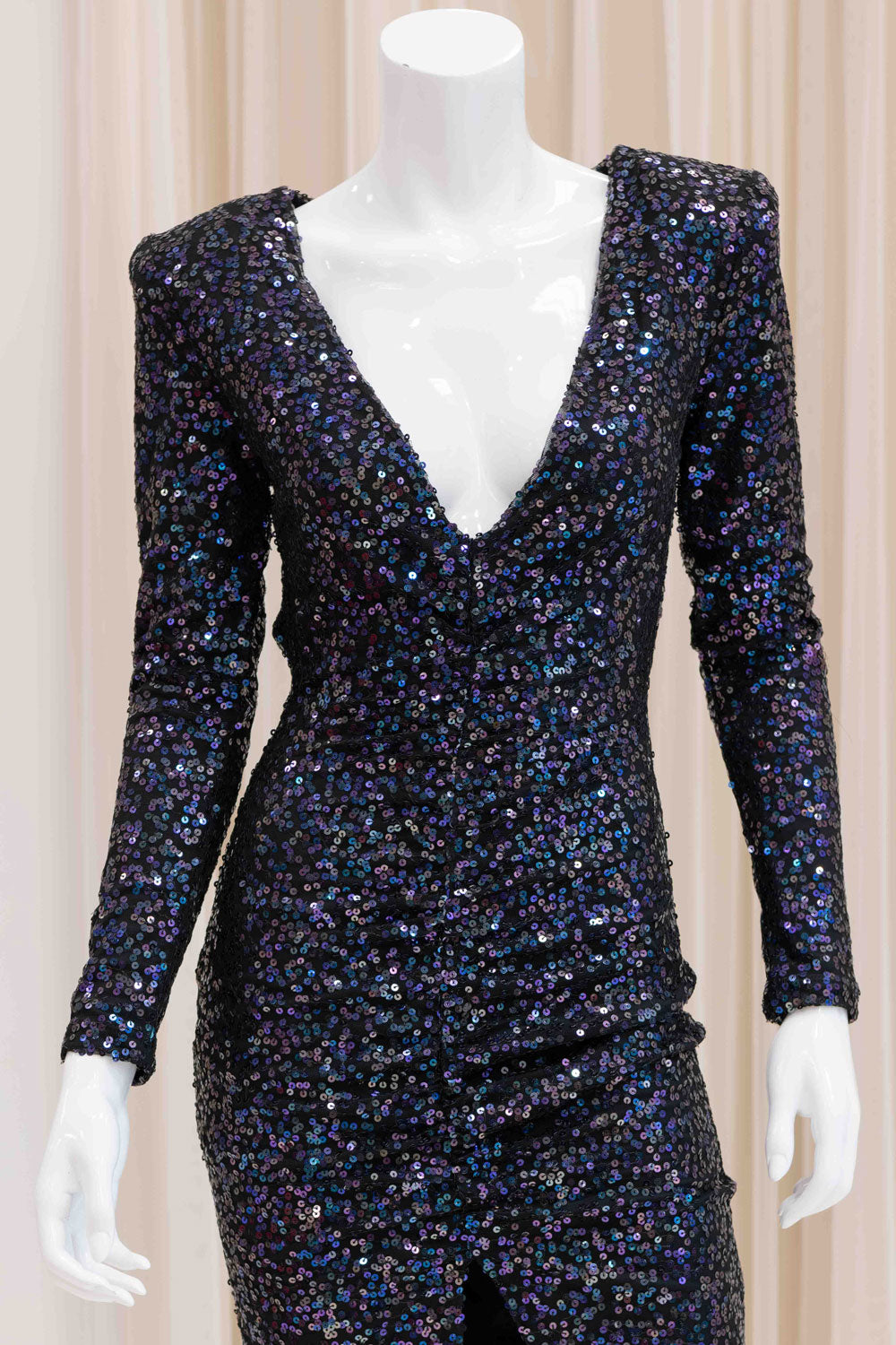 Avril Sequin Evening Gown in Black