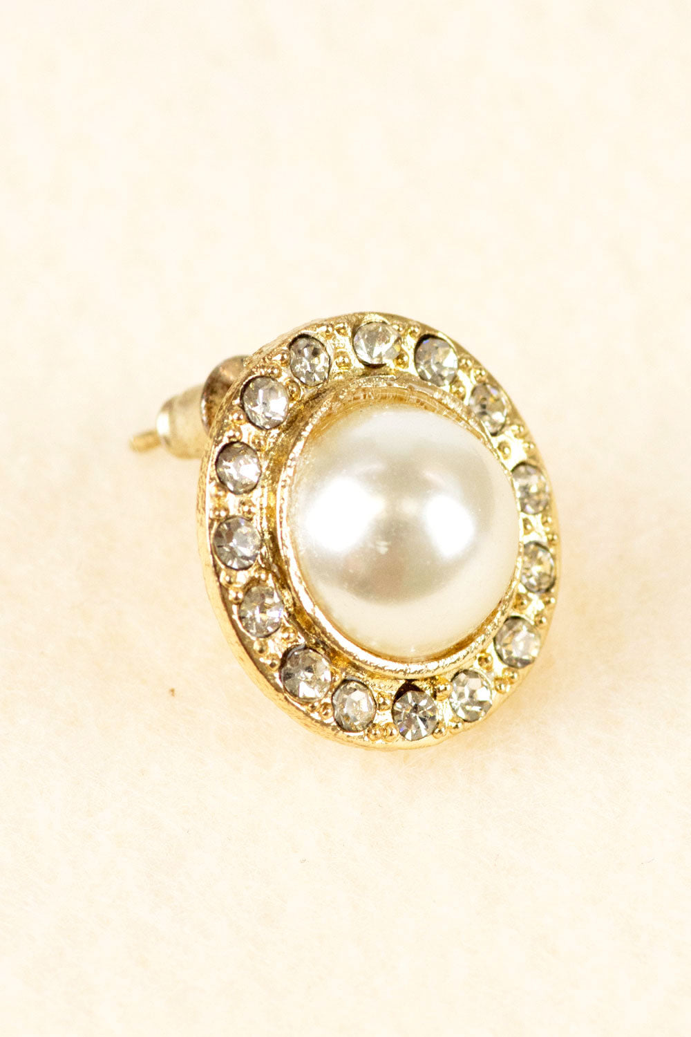 Crystal Framed Pearl Stud Earrings