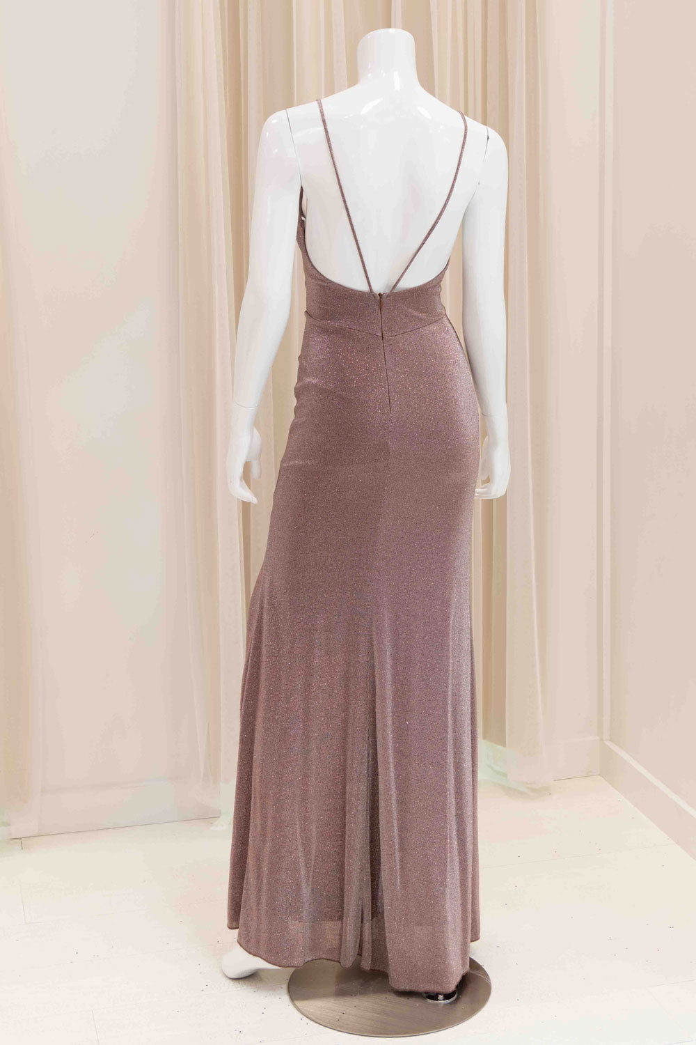 Cecilia Shimmer Evening Dress in Taupe