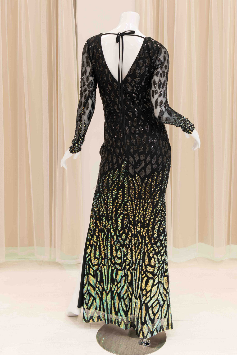 Constance Ombre Sequin Evening Gown in Black