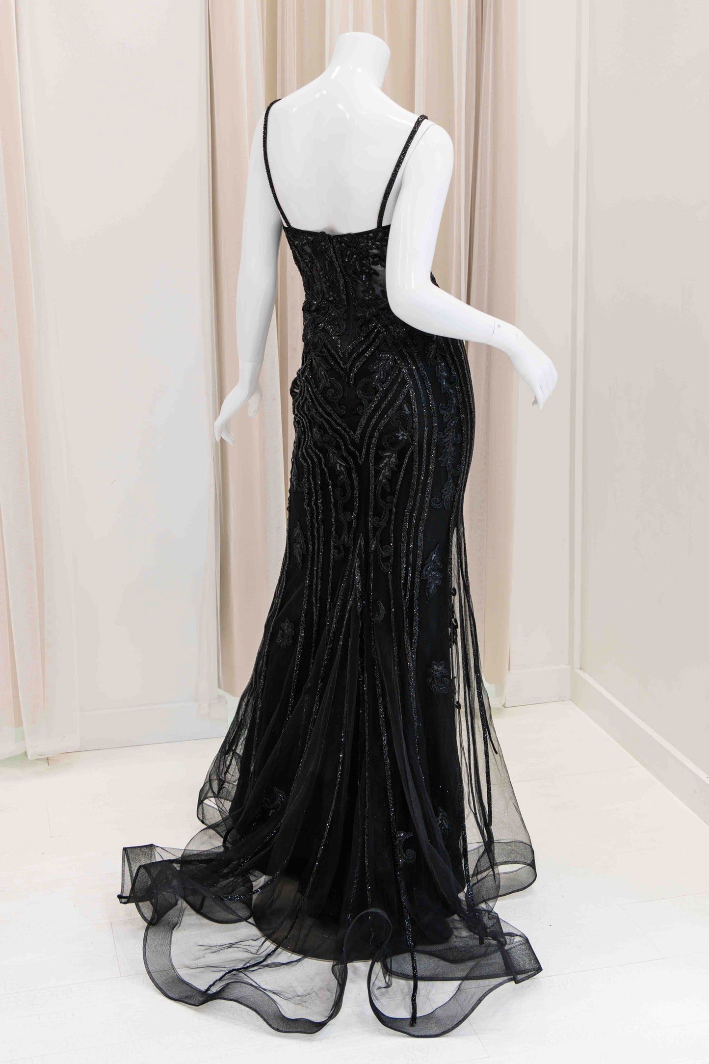 Daiya Spaghetti Strap Evening Gown in Black