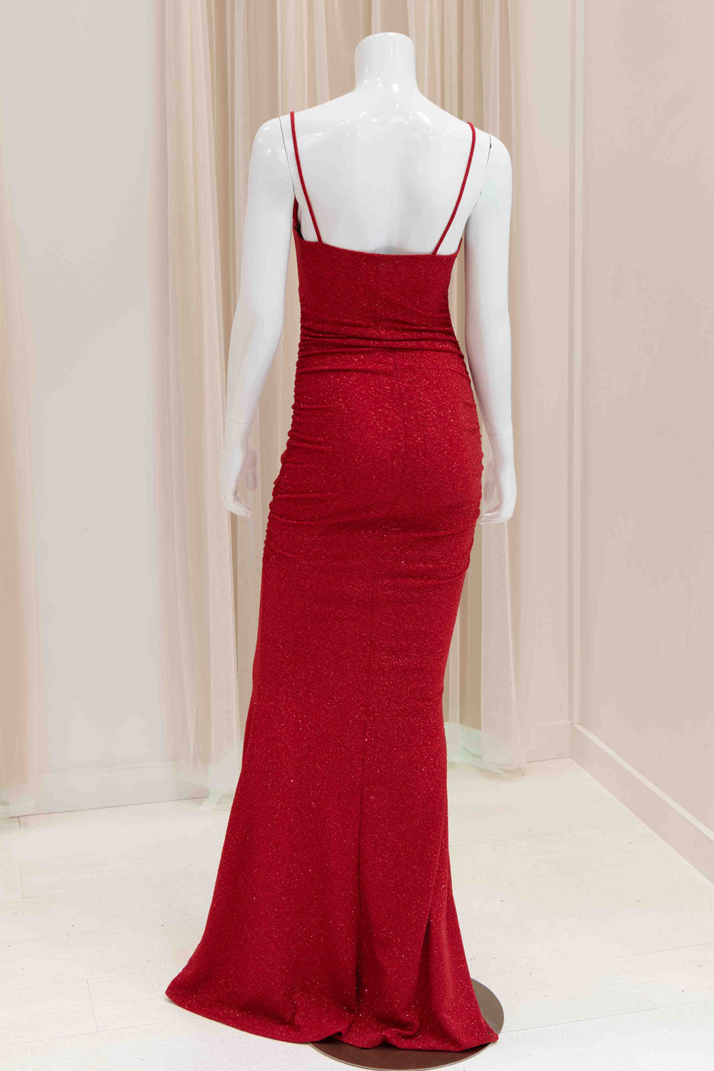 Daliya Glitter Evening Gown in Red