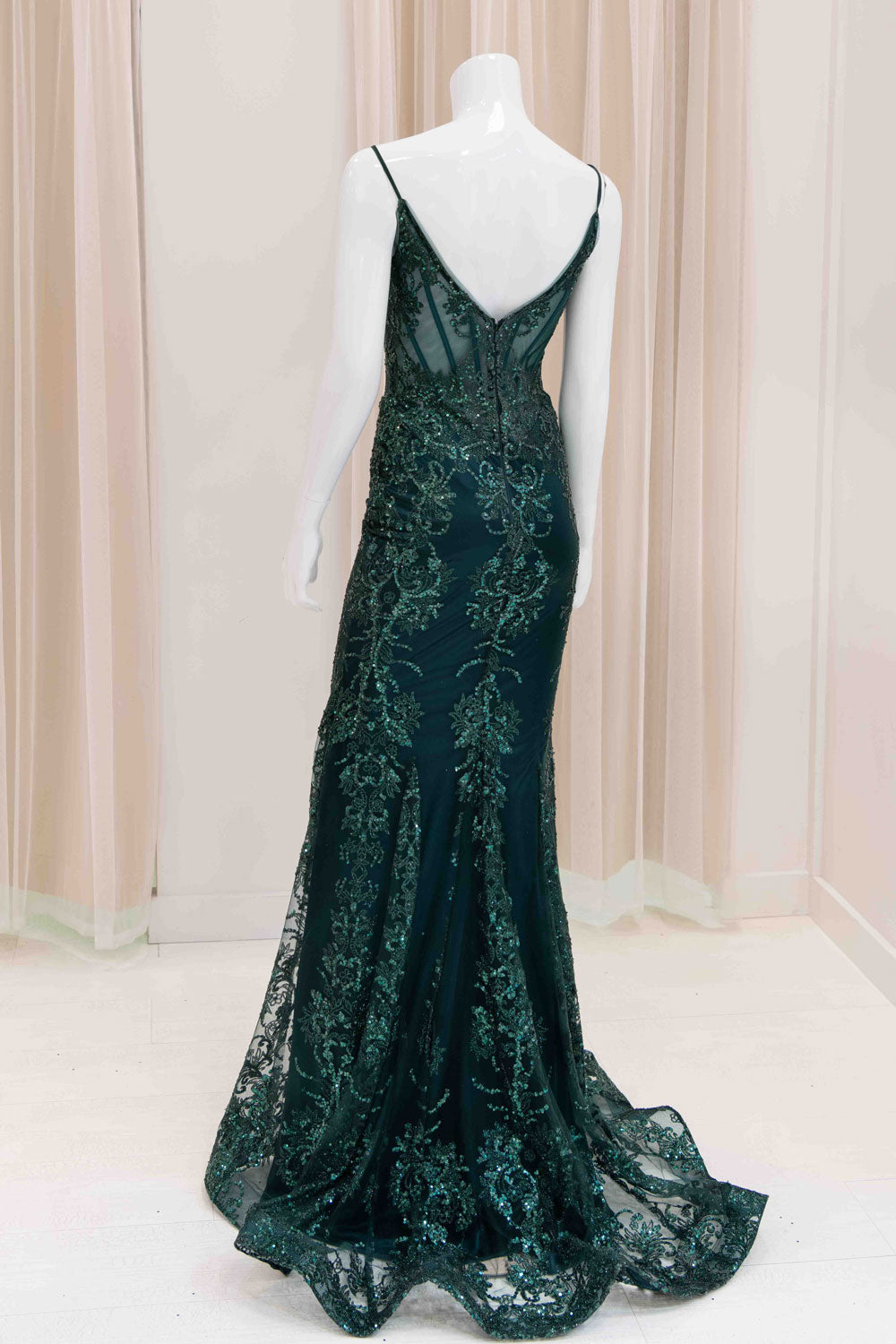 Darleena Glitter Evening Gown in Green
