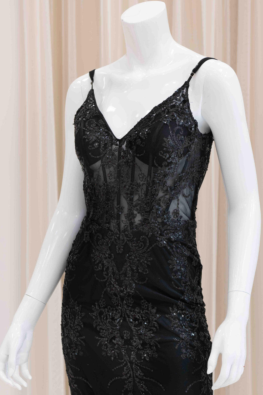 Darleena Glitter Evening Gown in Black
