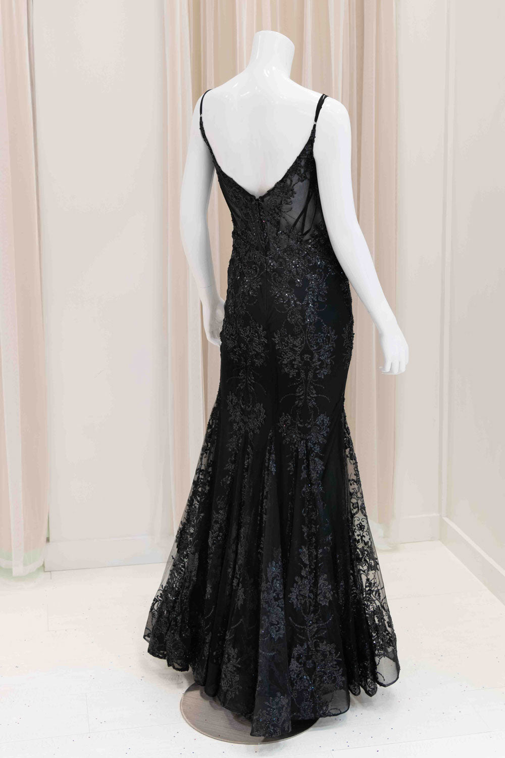 Darleena Glitter Evening Gown in Black