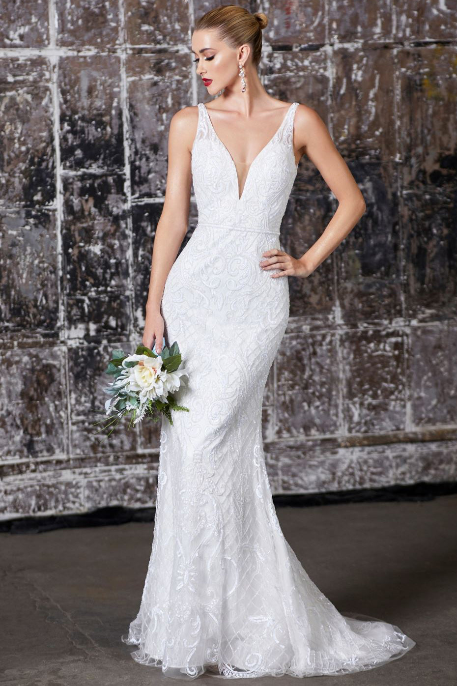 Alexis Beaded Wedding Gown in White