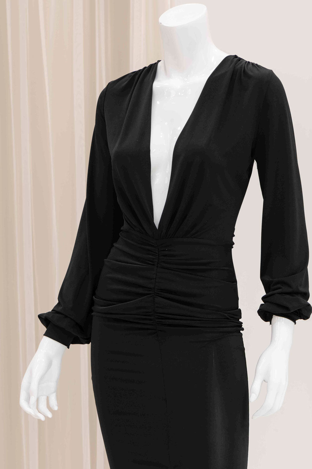 Elmira Long Sleeve Evening Gown in Black