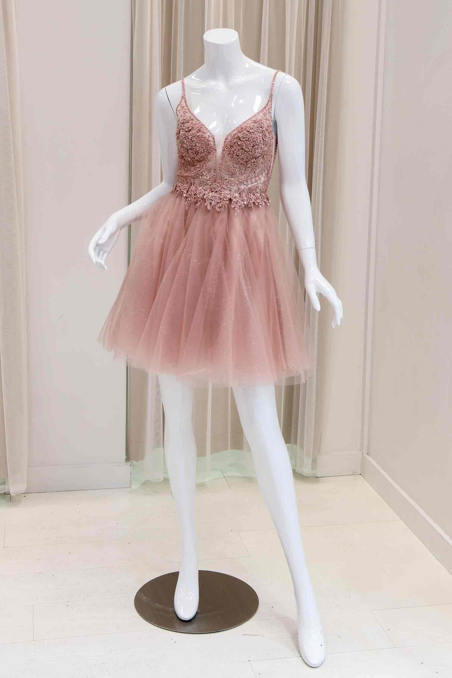 Emarie Fit and Flare Dress in Blush
