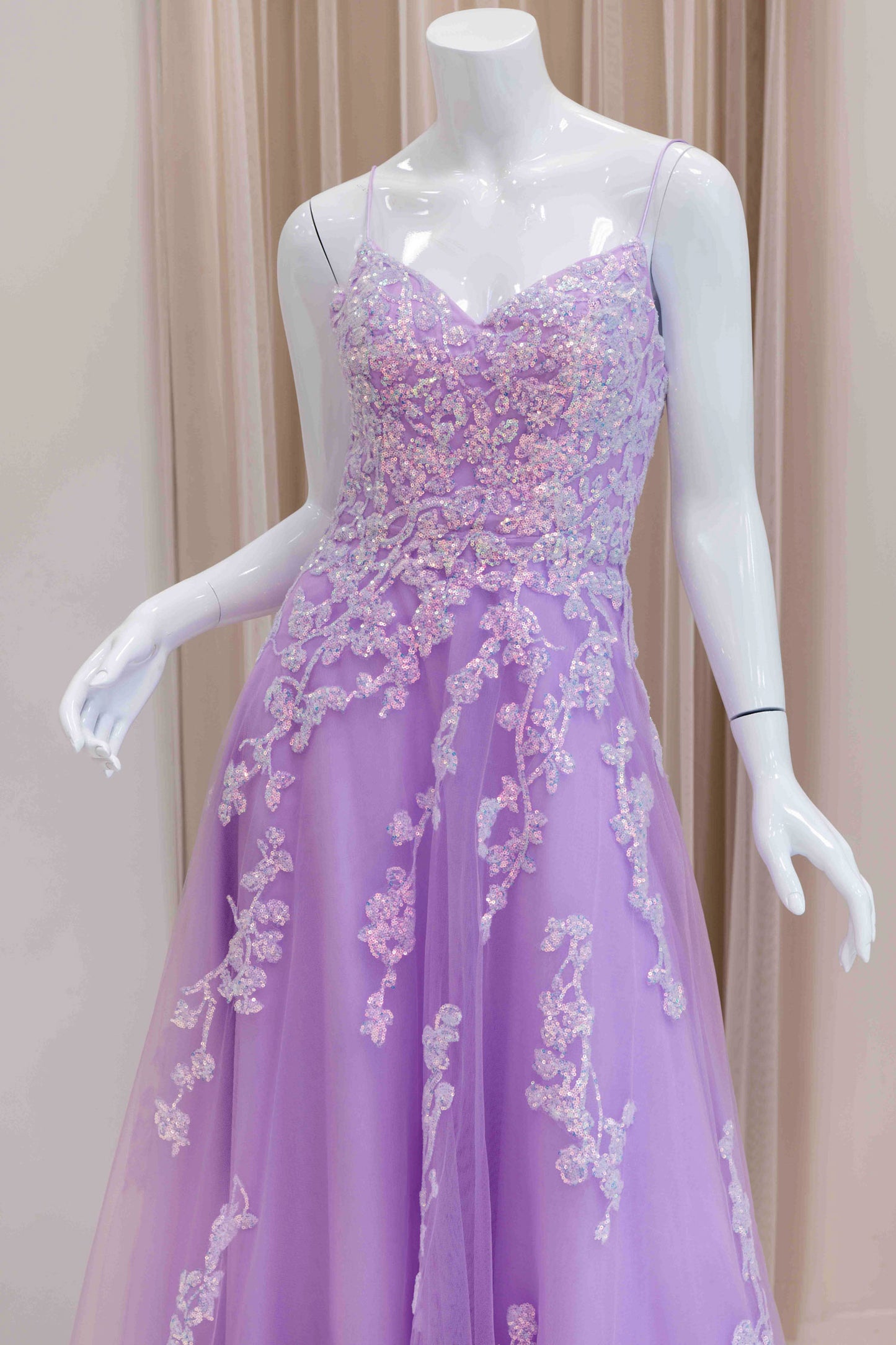 Flora Sequin Applique Ball Gown in Lilac