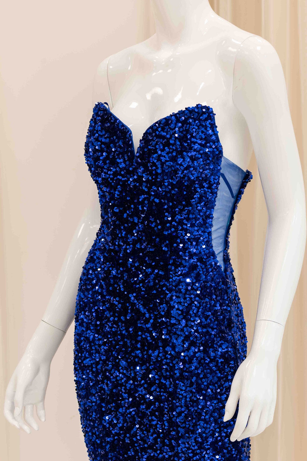 Francey Strapless Sequin Evening Gown in Royal Blue