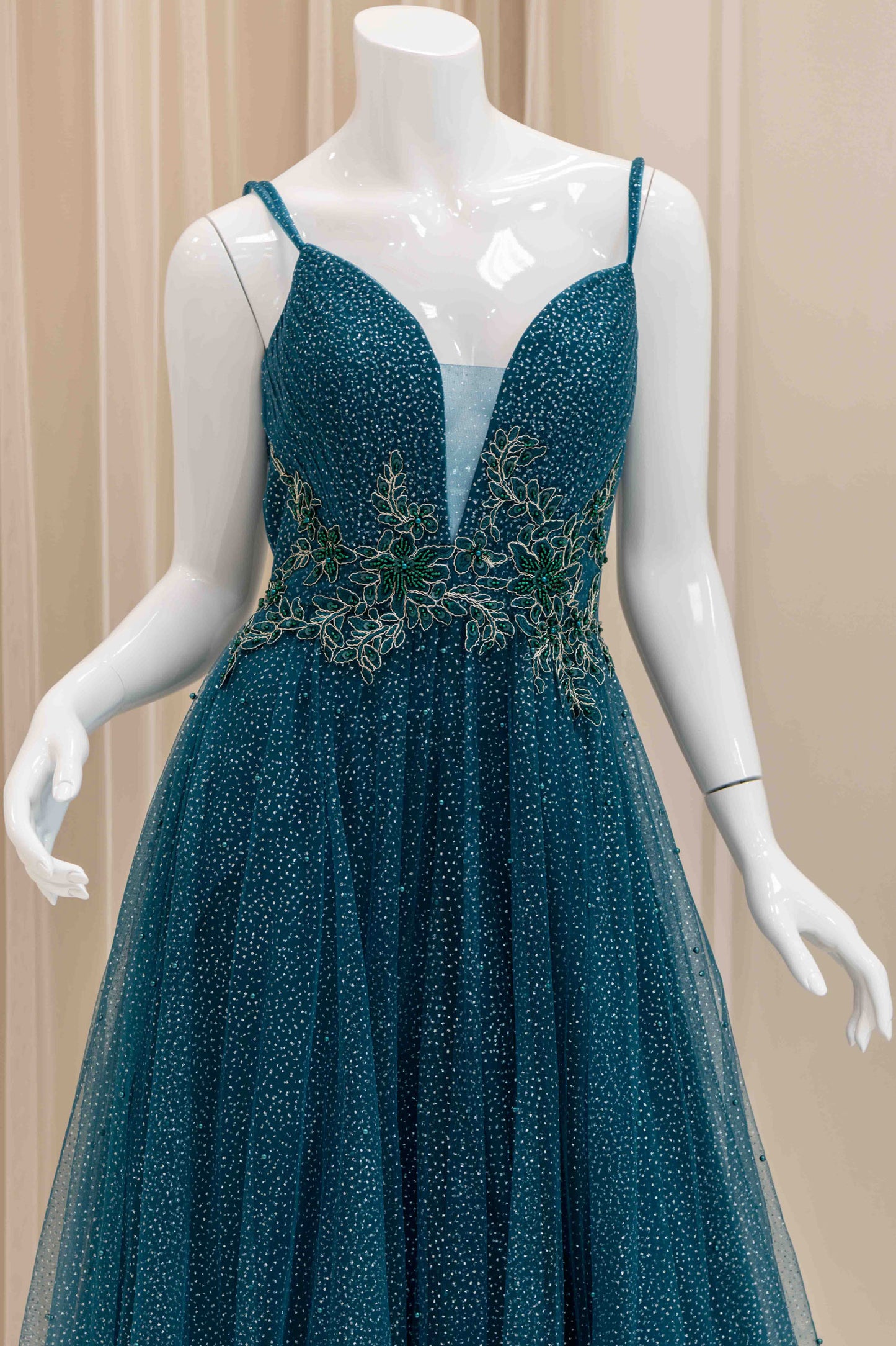 Georgia Glitter Ball Gown in Green