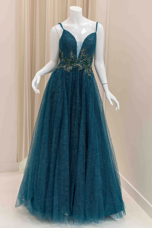 Georgia Glitter Ball Gown in Green