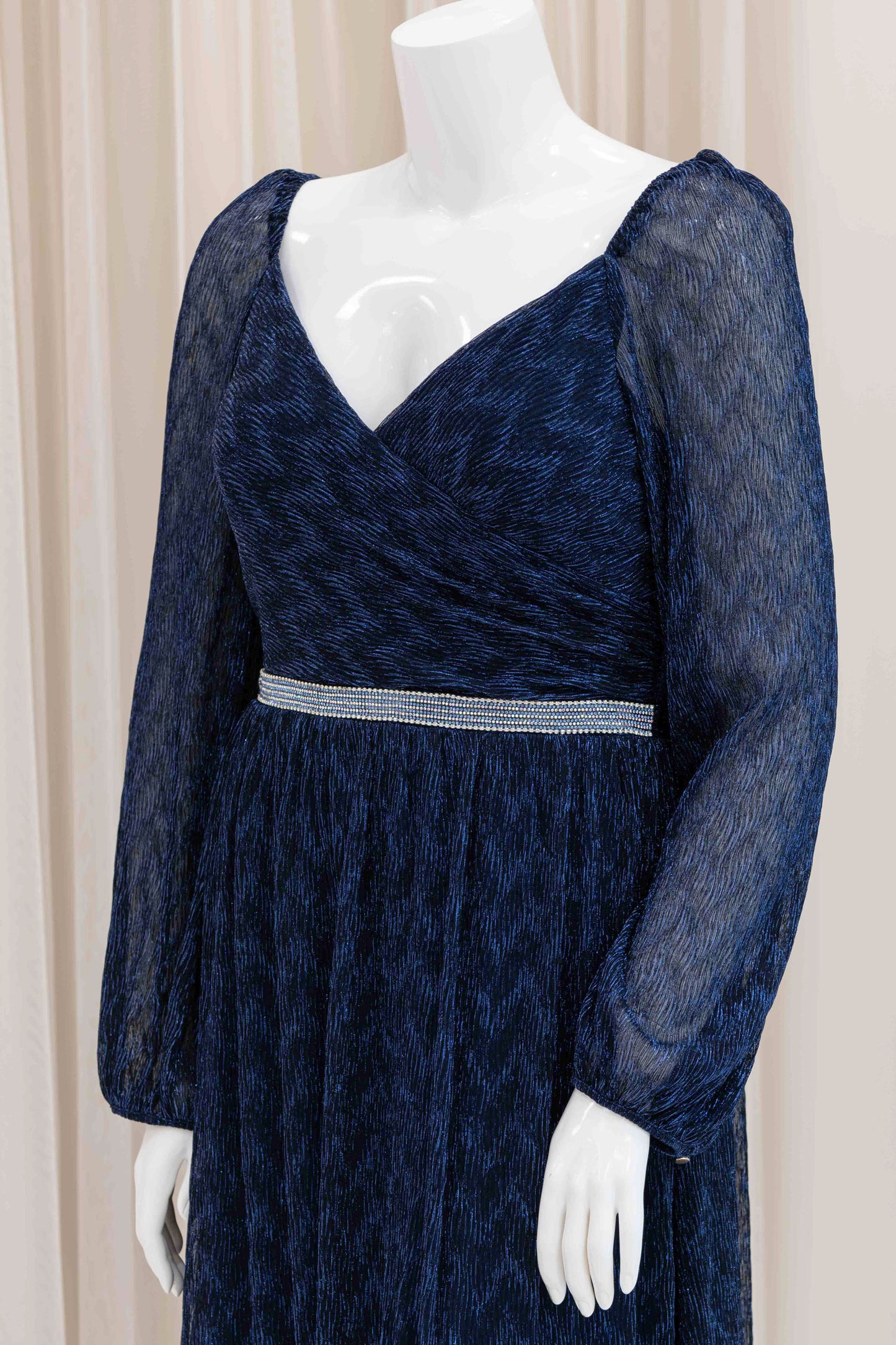 Gillian Lurex Maxi Dress in Navy Blue